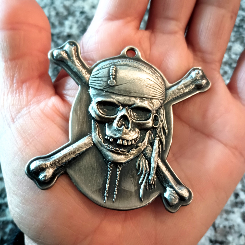 Disney Pirates of the Caribbean Metal Key Chain Necklace Pendant